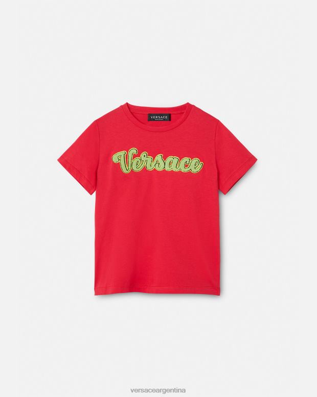 niños Versace rojo camiseta con logo universitario ropa 4F6042133