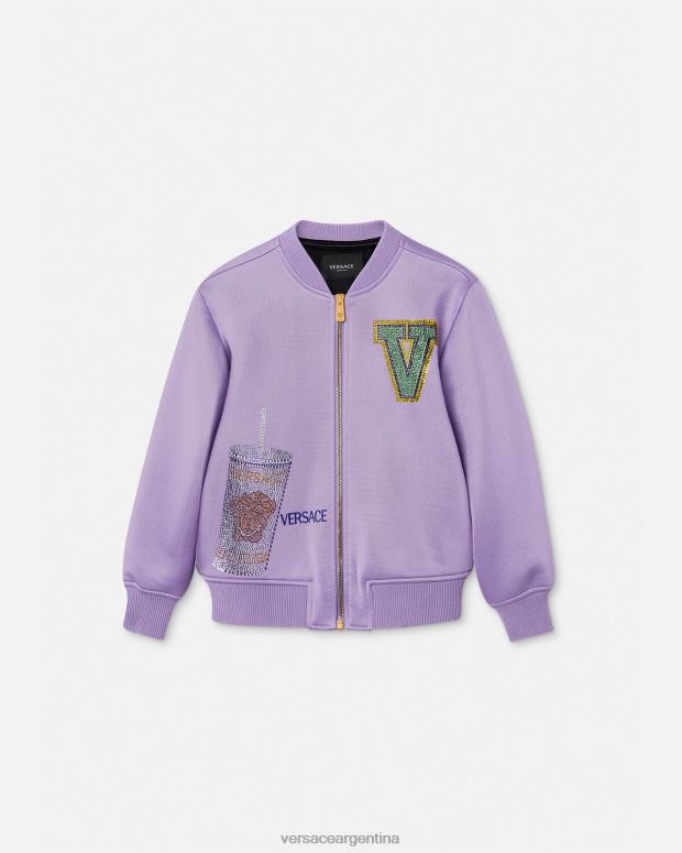 niños Versace lila chaqueta bomber con logo ropa 4F6042016