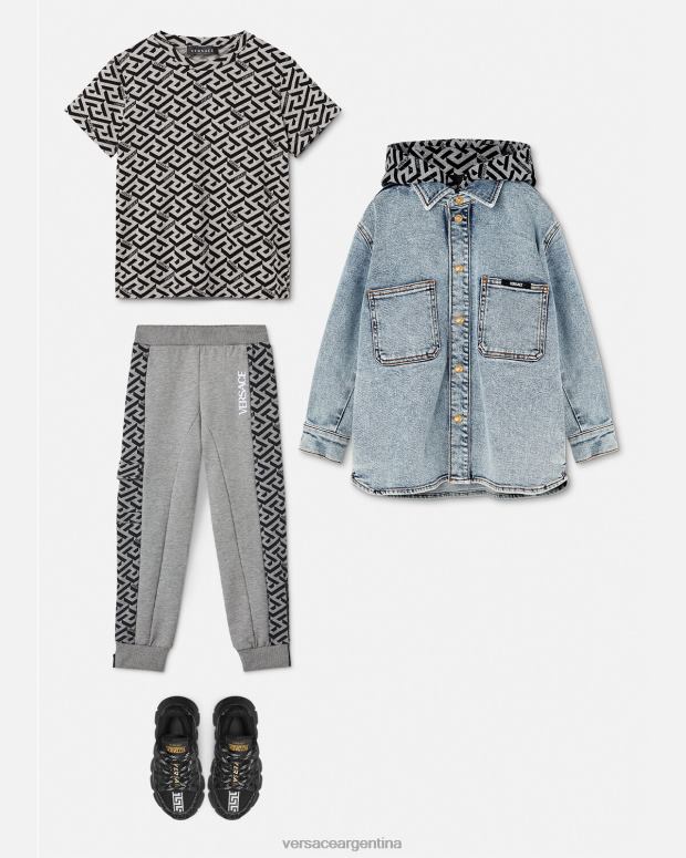 niños Versace gris pantalones deportivos la greca ropa 4F6042114