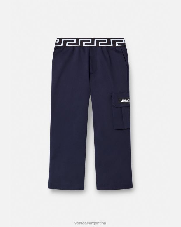niños Versace azul pantalones con grecas ropa 4F6042101