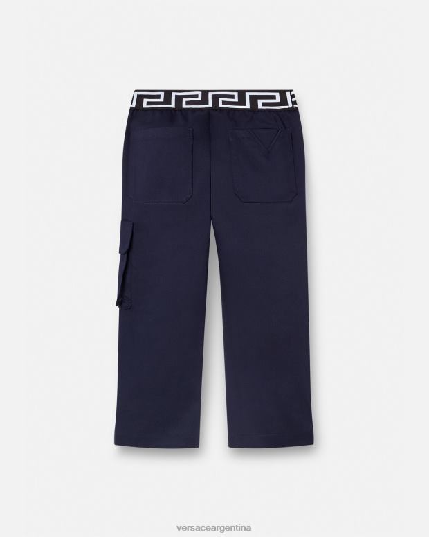 niños Versace azul pantalones con grecas ropa 4F6042101