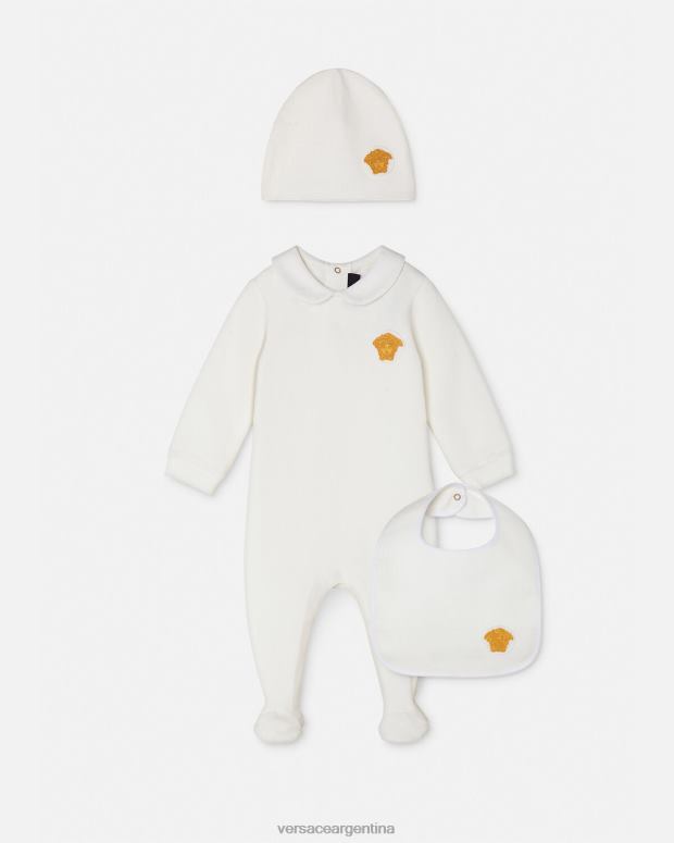 niños Versace Oro blanco conjunto de pijama de bebé con medusa ropa 4F6041835