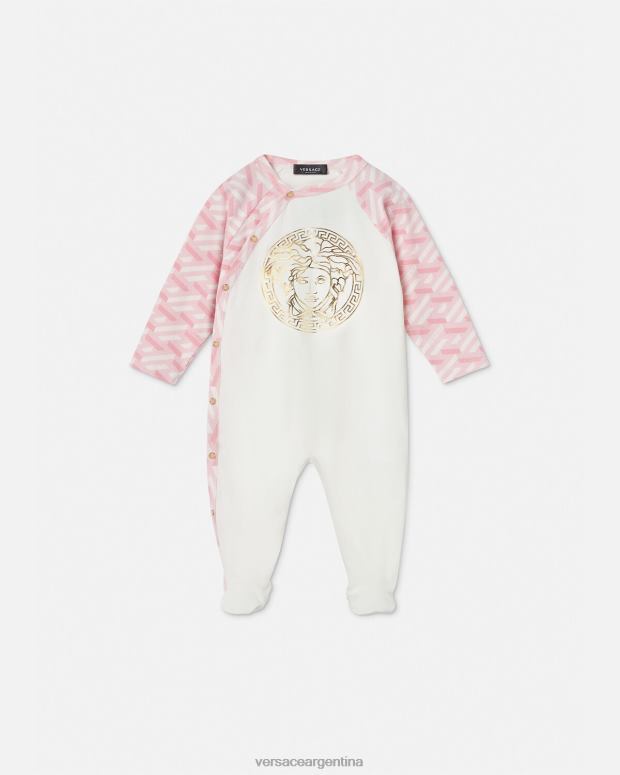 niños Versace rosa y blanco pelele de bebé con medusa la greca ropa 4F6041831