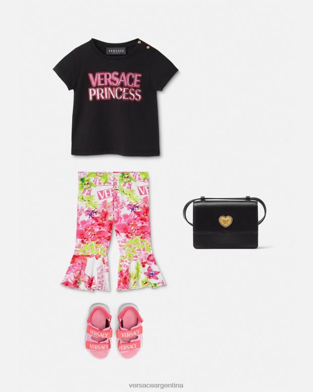 niños Versace blanco y estampado leggins de bebé con logo y orquídeas ropa 4F6041869