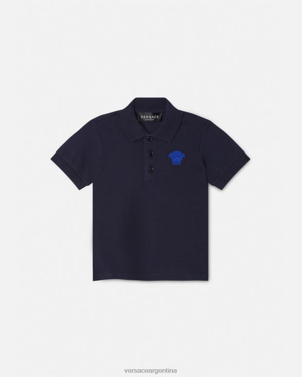niños Versace azul negro playera tipo polo con bordado de Medusa para bebé ropa 4F6041891