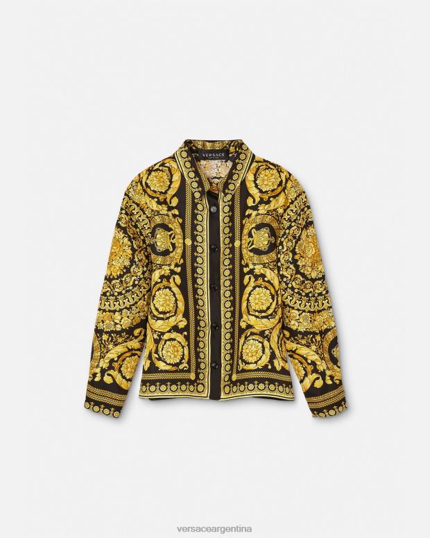 niños Versace imprimir camisa de seda barroca ropa 4F6041954
