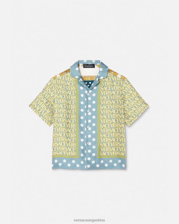 niños Versace imprimir camisa de seda entera ropa 4F6042091