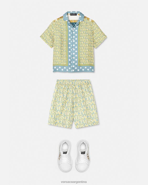 niños Versace imprimir camisa de seda entera ropa 4F6042091