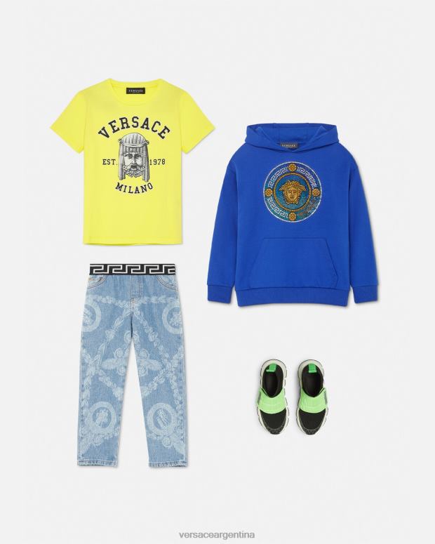 niños Versace azul real sudadera con capucha de medusa de cristal ropa 4F6042129