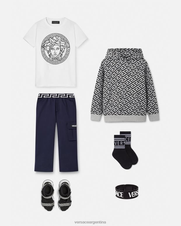 niños Versace gris y estampado sudadera con capucha la greca ropa 4F6042118