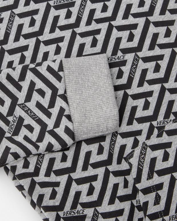 niños Versace gris y estampado sudadera con capucha la greca ropa 4F6042118
