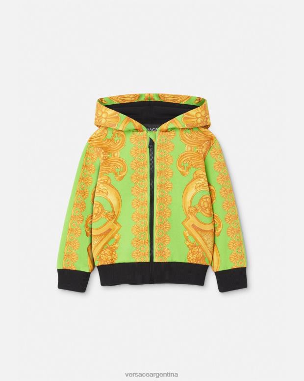 niños Versace oro y verde sudadera con capucha y cremallera para bebé barocco 660 ropa 4F6041892