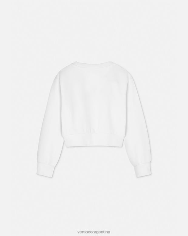niños Versace Oro blanco sudadera corta con logo ropa 4F6041935