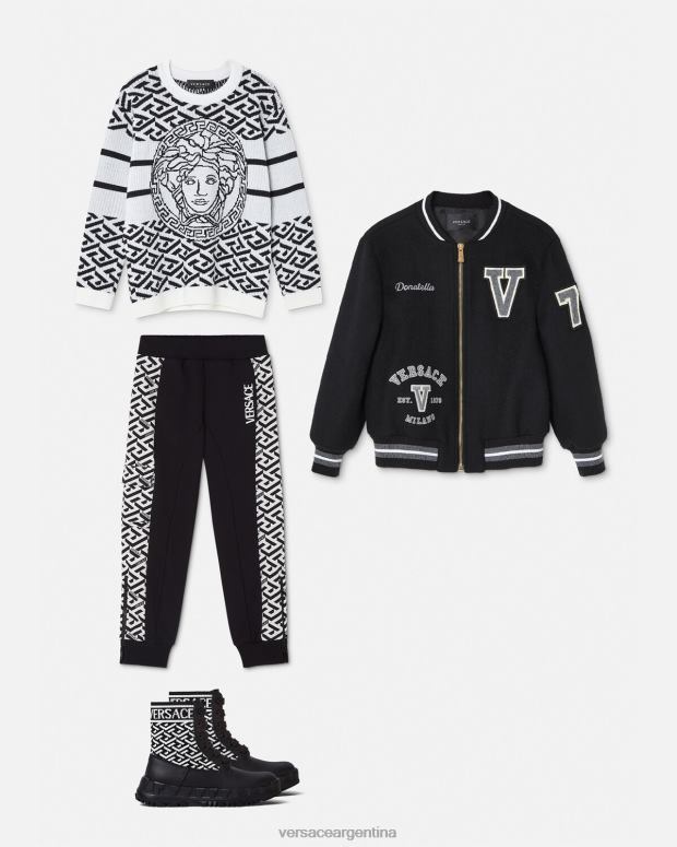 niños Versace blanco negro suéter con medusa y greca ropa 4F6041992
