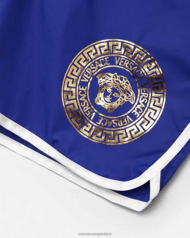 niños Versace azul shorts de baño con borde de Medusa y Greca ropa 4F6042113