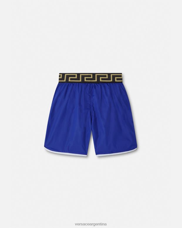 niños Versace azul shorts de baño con borde de Medusa y Greca ropa 4F6042113
