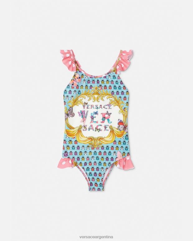 niños Versace rosa y blanco traje de baño mariposas ropa 4F6041938