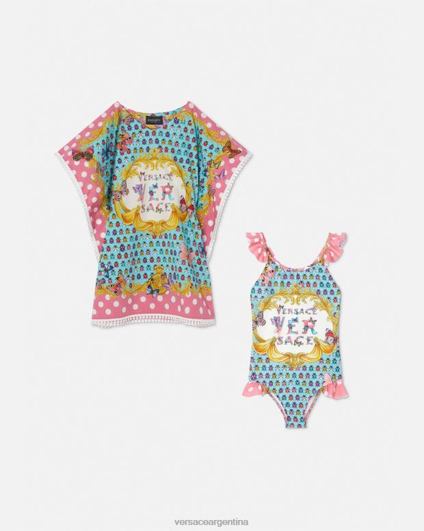 niños Versace rosa y blanco traje de baño mariposas ropa 4F6041938