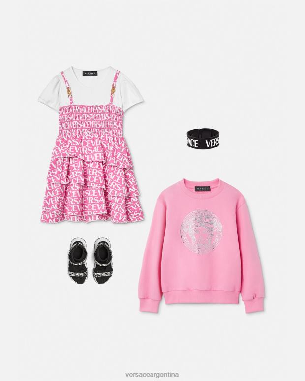 niños Versace Rosa claro vestido con volantes en toda la prenda ropa 4F6041977