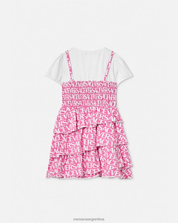 niños Versace Rosa claro vestido con volantes en toda la prenda ropa 4F6041977