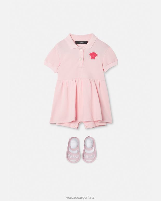 niños Versace Rosa claro vestido de bebé con medusa ropa 4F6041834