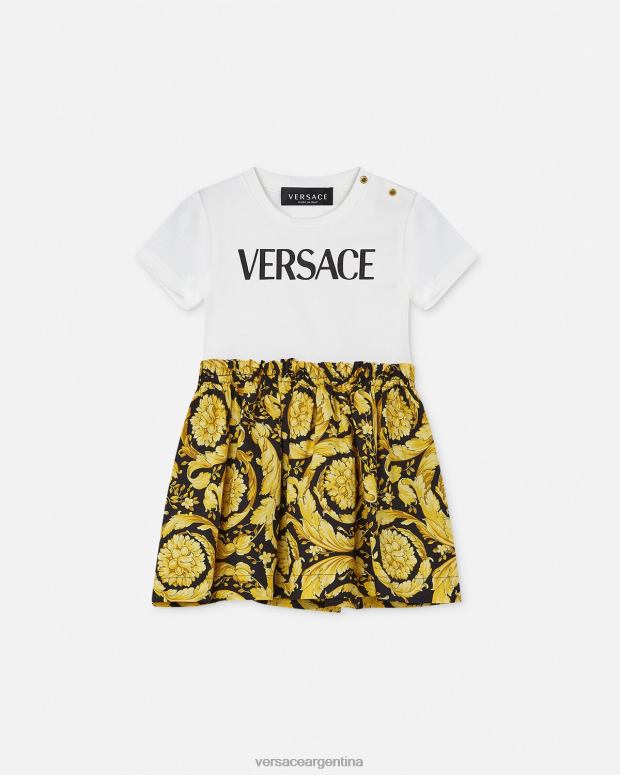 niños Versace blanco y estampado vestido estilo camiseta para bebé estilo barroco ropa 4F6041858