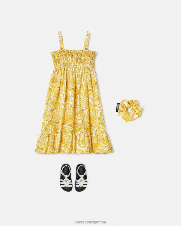 niños Versace imprimir vestido barroco fruncido ropa 4F6041988
