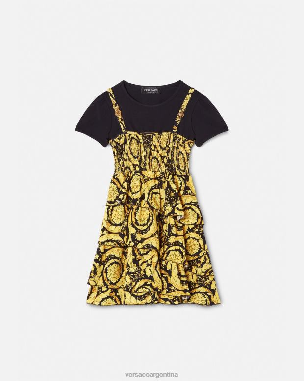 niños Versace negro vestido barroco con volantes ropa 4F6041987