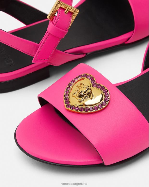 niños Versace fucsia sandalias con corazón de cristal y medusa zapato 4F6042040