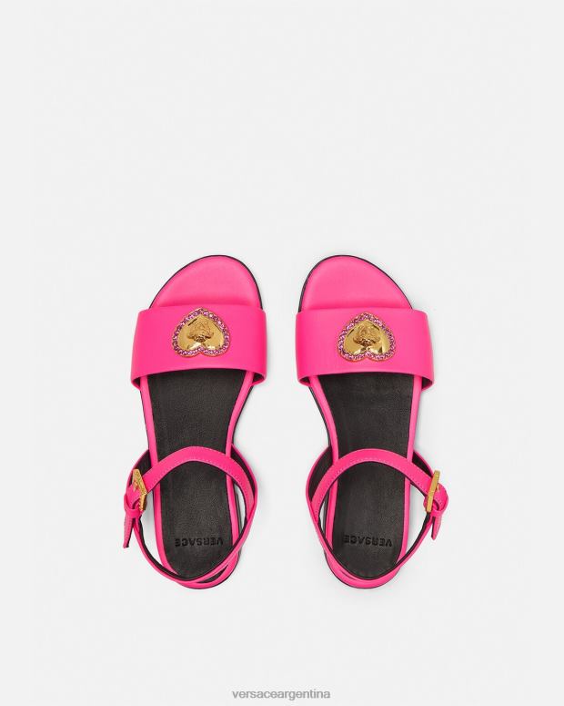 niños Versace fucsia sandalias con corazón de cristal y medusa zapato 4F6042040