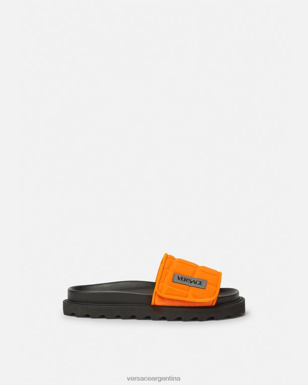 niños Versace naranja diapositivas con logo reciclado zapato 4F6042052