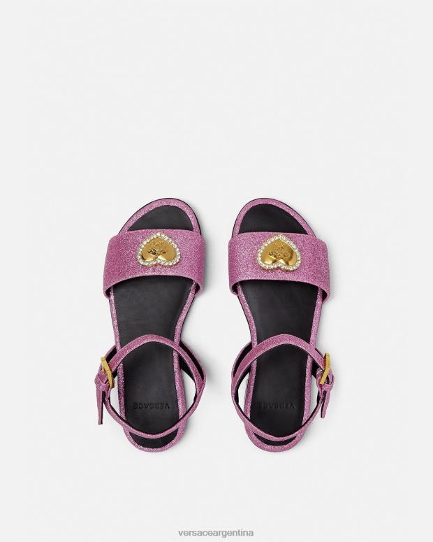 niños Versace rosa sandalias con corazón de cristal y medusa zapato 4F6042039