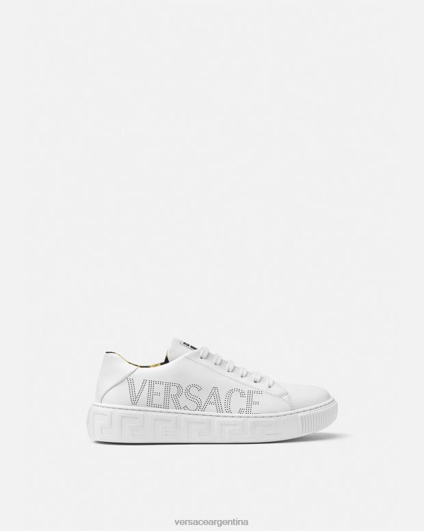 niños Versace blanco y estampado zapatillas con logo Greca zapato 4F6042036