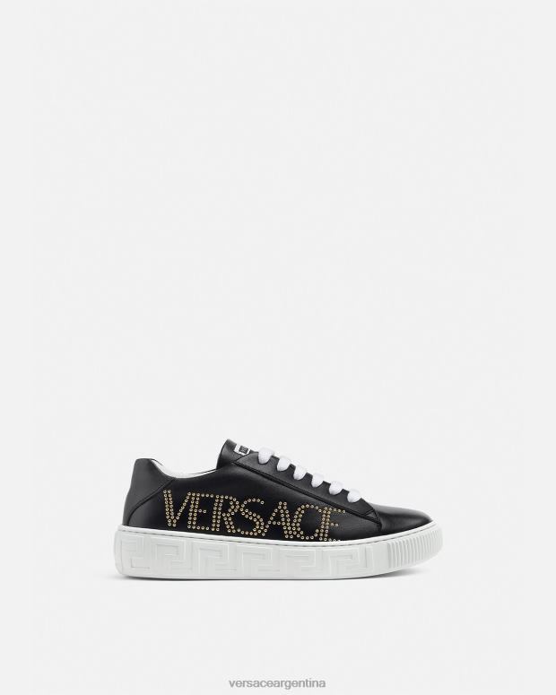 niños Versace negro zapatillas con logo Greca zapato 4F6042037